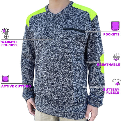 "V-Neck Work jumper, Fleece, key features – Big Bee Workwear"