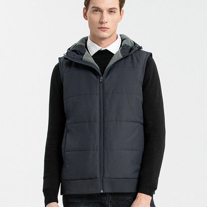 "essential puffer vest in black, model front – ISUSI"