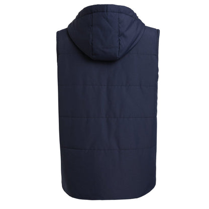 "essential puffer vest in blue-navy, back – ISUSI"