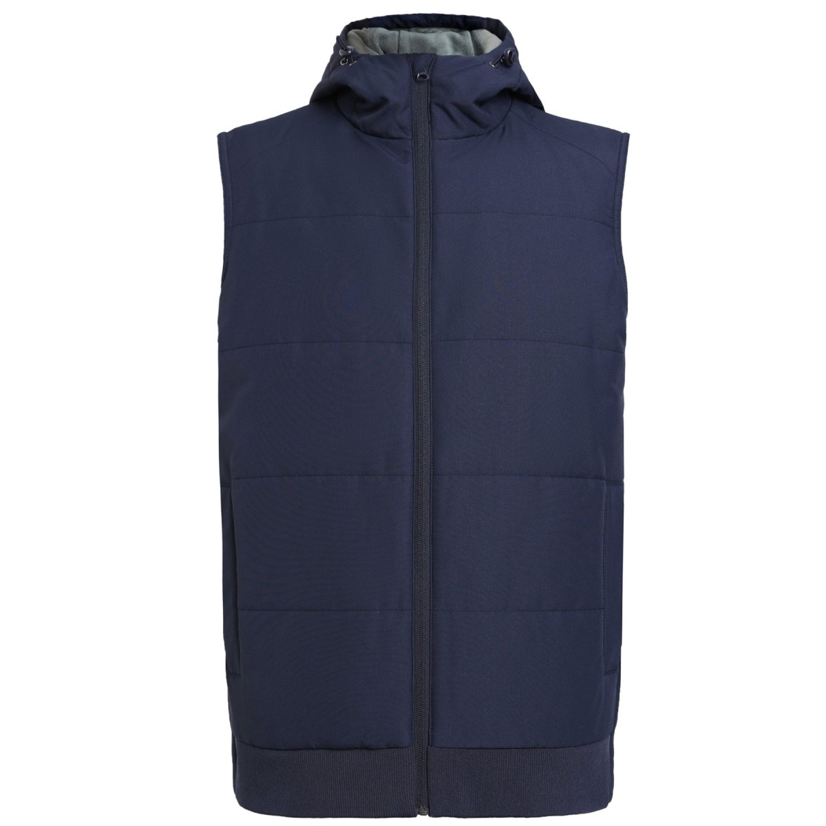 "essential puffer vest in blue-navy, front – ISUSI"