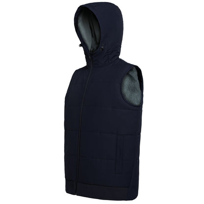 "essential puffer vest in blue-navy, side – ISUSI"