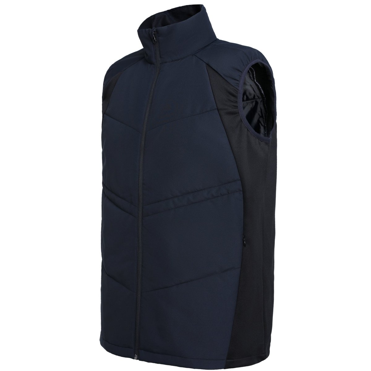 "elite puffer vest in blue-navy, side – ISUSI"