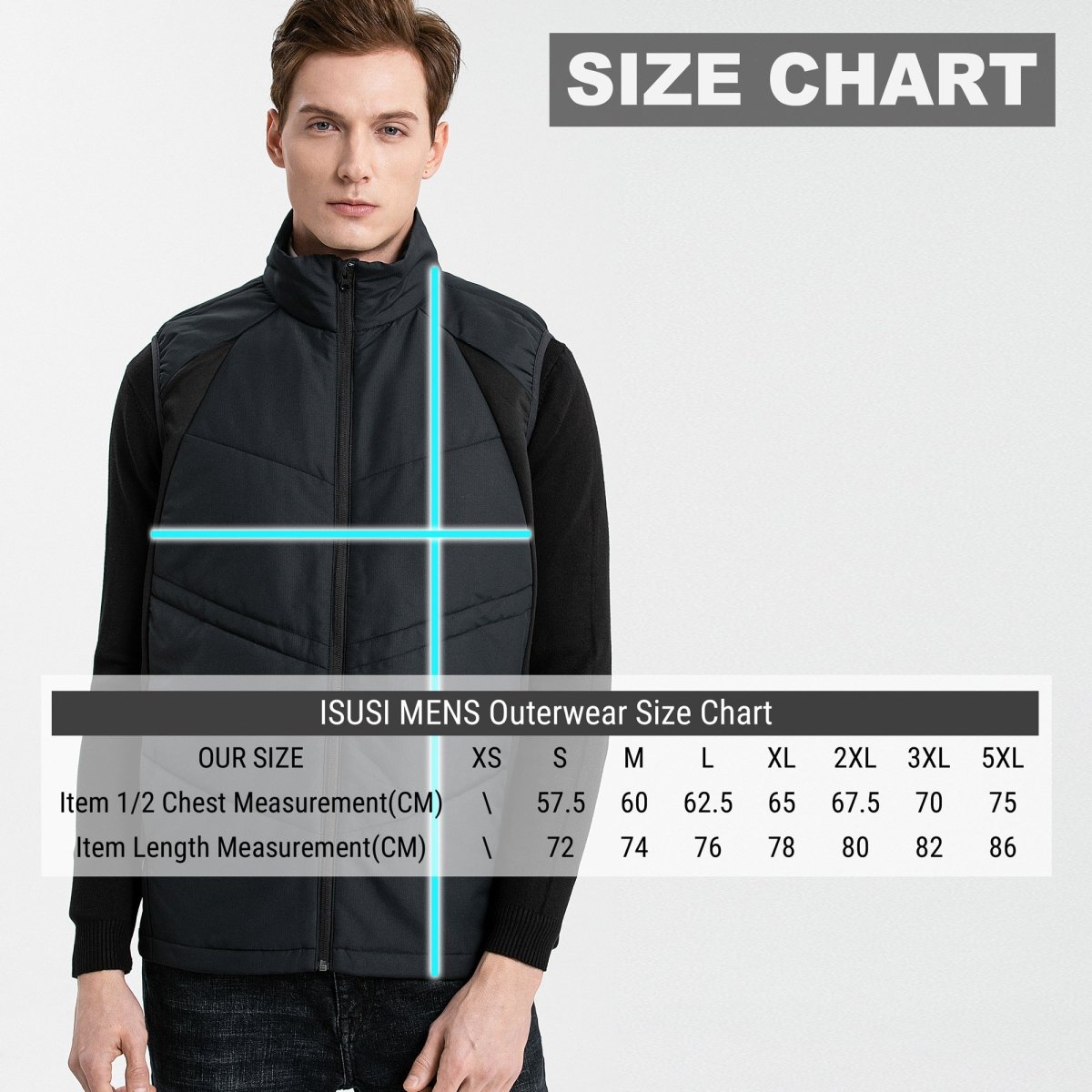 "elite puffer vest size chart – ISUSI"