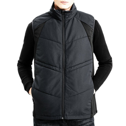 "elite puffer vest in black, model front – ISUSI"