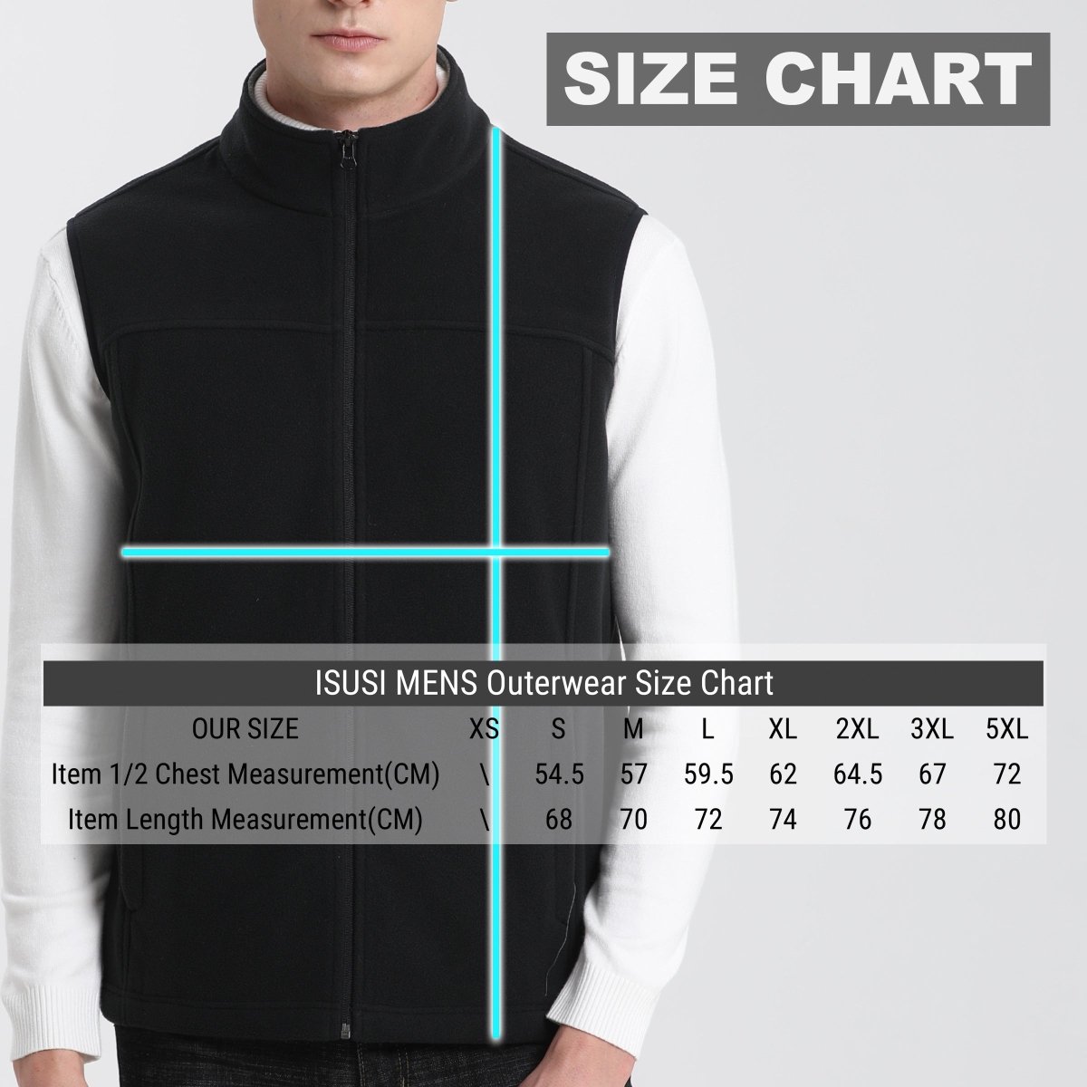 "easy fleece vest size chart – ISUSI"
