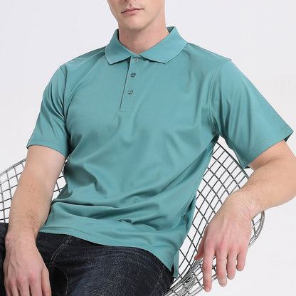 "Men’s Plain polo shirt in Teal Green, Short Sleeve, model lifestyle scene – Big Bee Workwear"