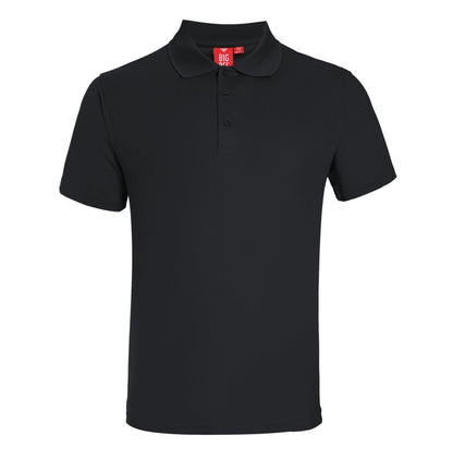 "Men’s Plain polo shirt in black, Short Sleeve, front – Big Bee Workwear"