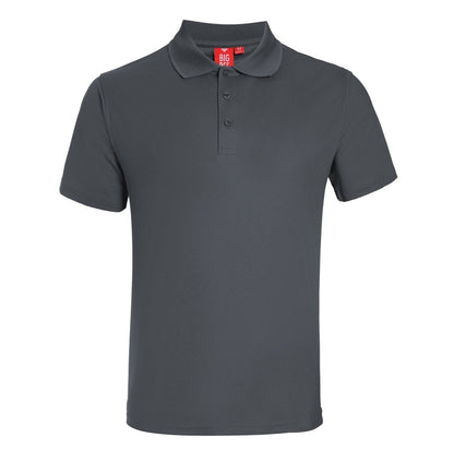 "Men’s Plain polo shirt in grey, Short Sleeve, front – Big Bee Workwear"