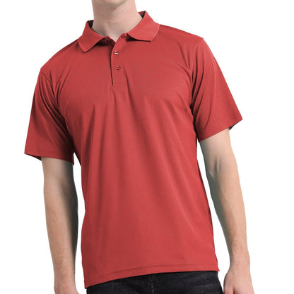 "Men’s Plain polo shirt in maroon red, Short Sleeve, model front – Big Bee Workwear"