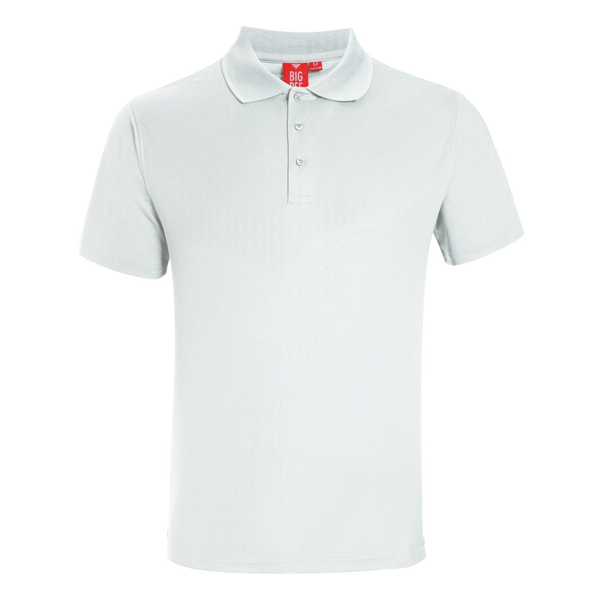 "Men’s Plain polo shirt in white, Short Sleeve, front – Big Bee Workwear"