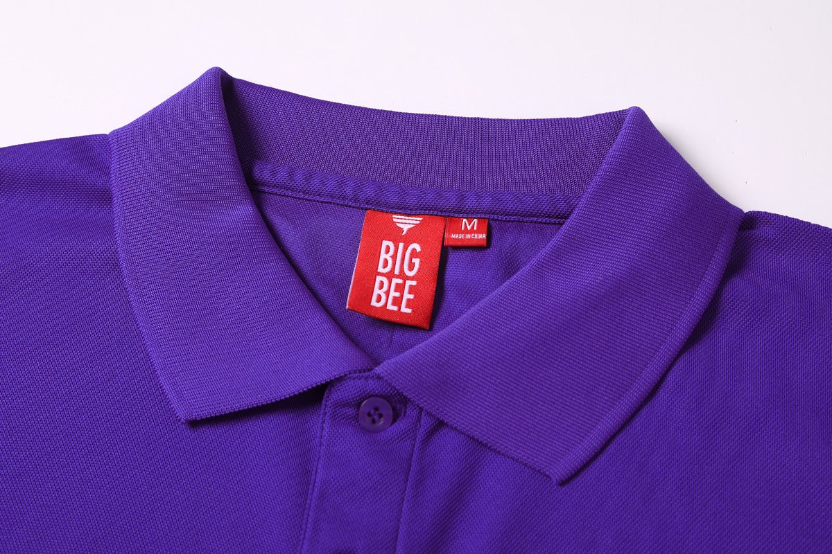 "Men’s Plain polo shirt, Short Sleeve, collar detail close-up – Big Bee Workwear"