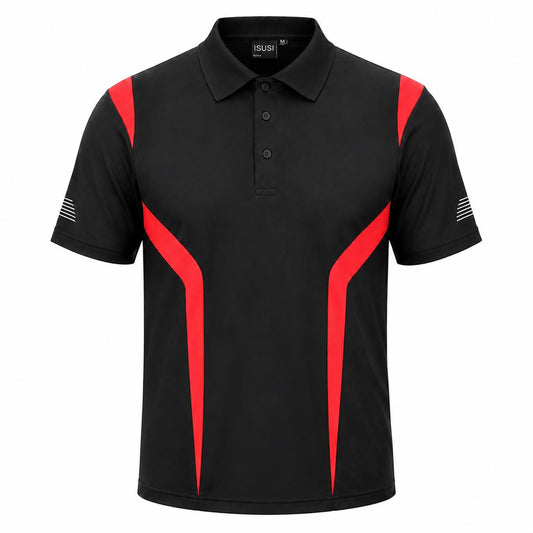 "summit polo shirt in Black with red, front – Big Bee Workwear"