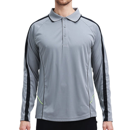 "flow polo shirt in grey black, model front – Big Bee Workwear"