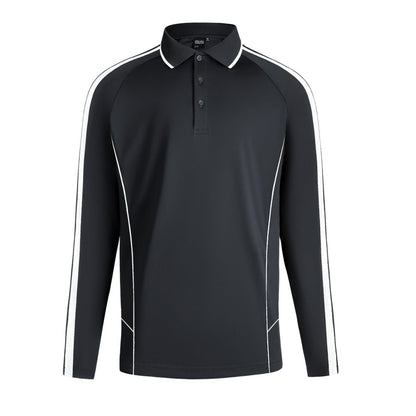 "flow polo shirt in Black with white, front – Big Bee Workwear"