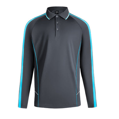 "flow polo shirt in grey blue aqua, front – Big Bee Workwear"