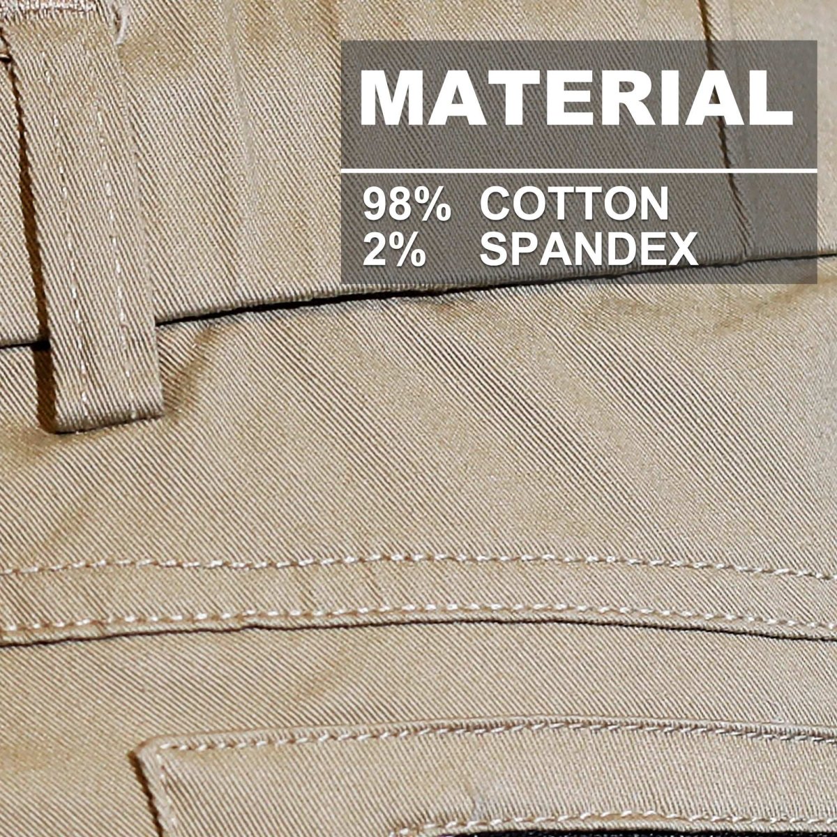 "warp work pants fabric close-up with info – Big Bee Workwear"