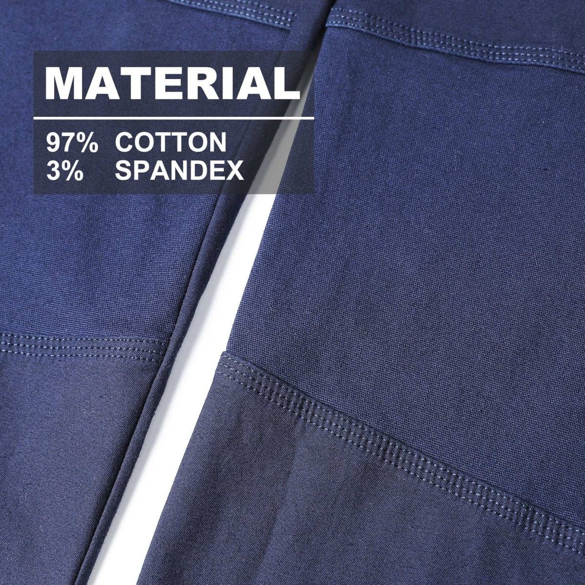 "brumby work pants fabric close-up with info – Big Bee Workwear"