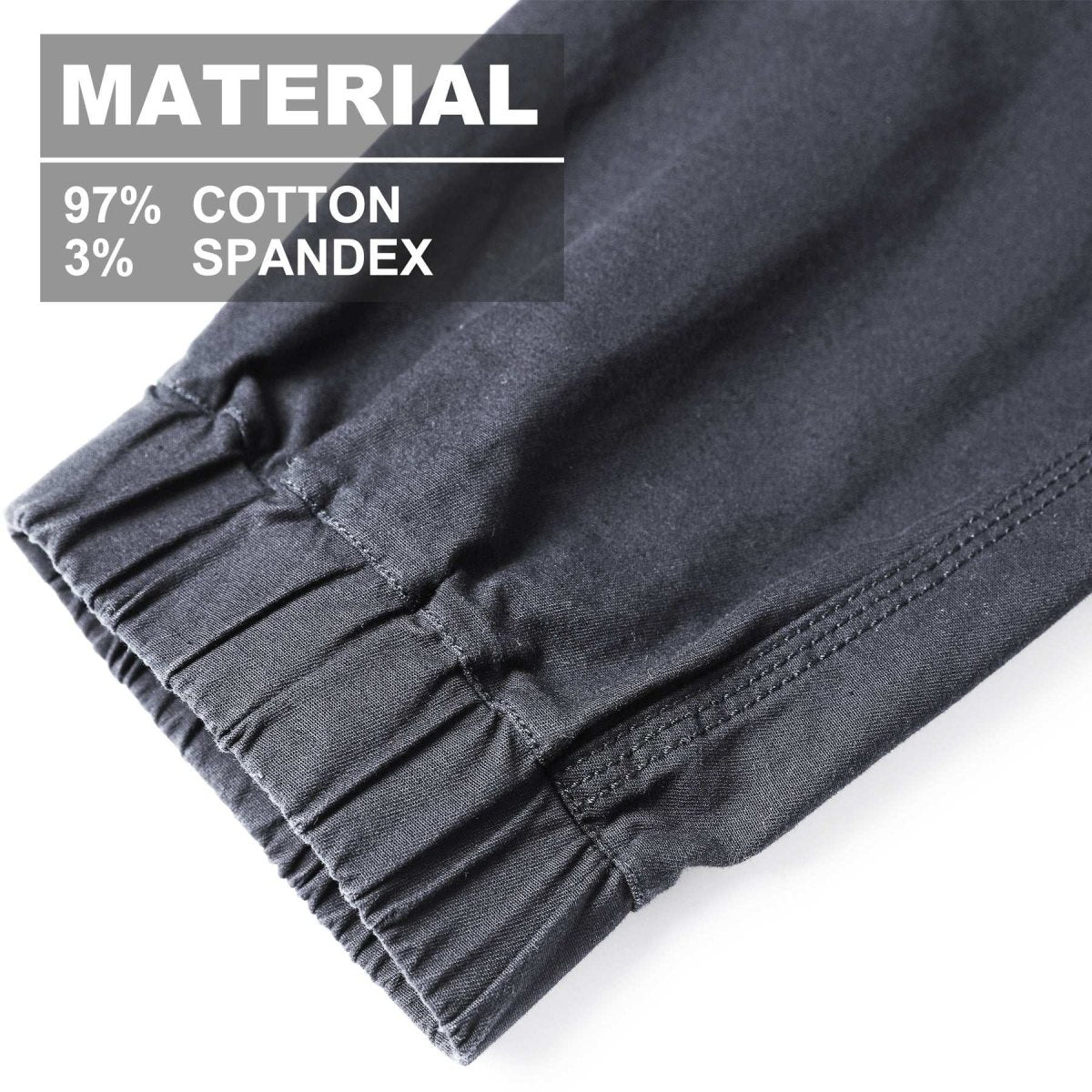 "brumby work pants fabric close-up with info – Big Bee Workwear"