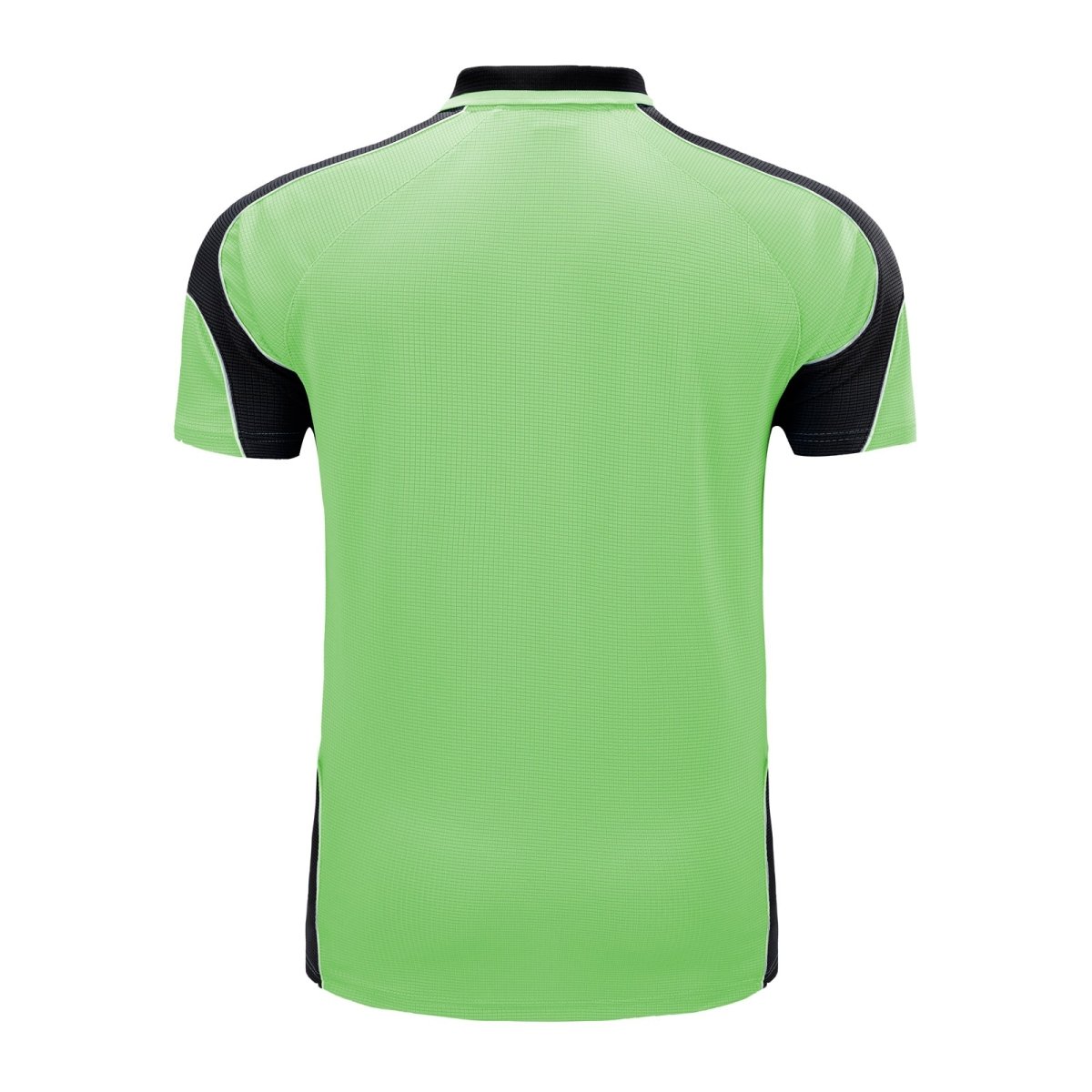 "Men’s Short Sleeve Panel polo shirt in Lime Green with black, back – Big Bee Workwear"