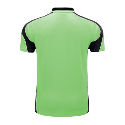 "Men’s Short Sleeve Panel polo shirt in Lime Green with black, back – Big Bee Workwear"