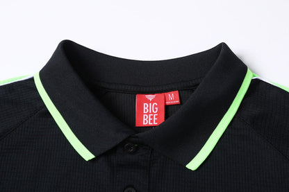 "Men’s Short Sleeve Panel polo shirt collar detail close-up – Big Bee Workwear"