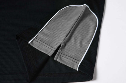 "Men’s Panel Long Sleeve polo shirt hem-contrast detail close-up – Big Bee Workwear"