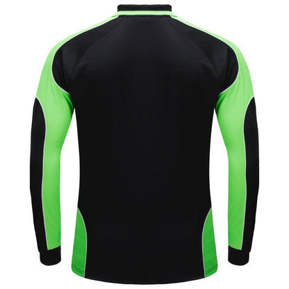 "Men’s Panel Long Sleeve polo shirt in Black with Lime Green, back – Big Bee Workwear"