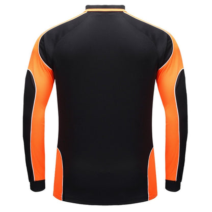 "Men’s Panel Long Sleeve polo shirt in Black with orange, back – Big Bee Workwear"