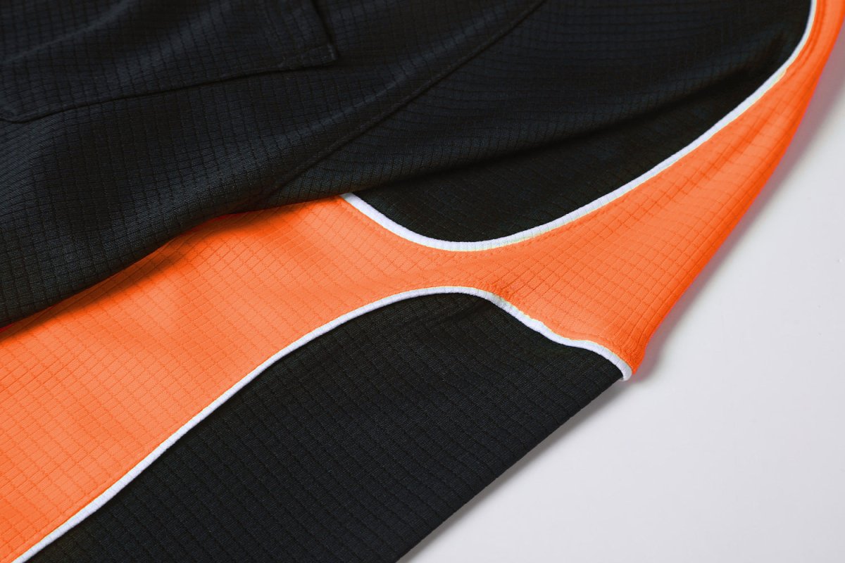 "Men’s Panel Long Sleeve polo shirt sleeve detail close-up – Big Bee Workwear"