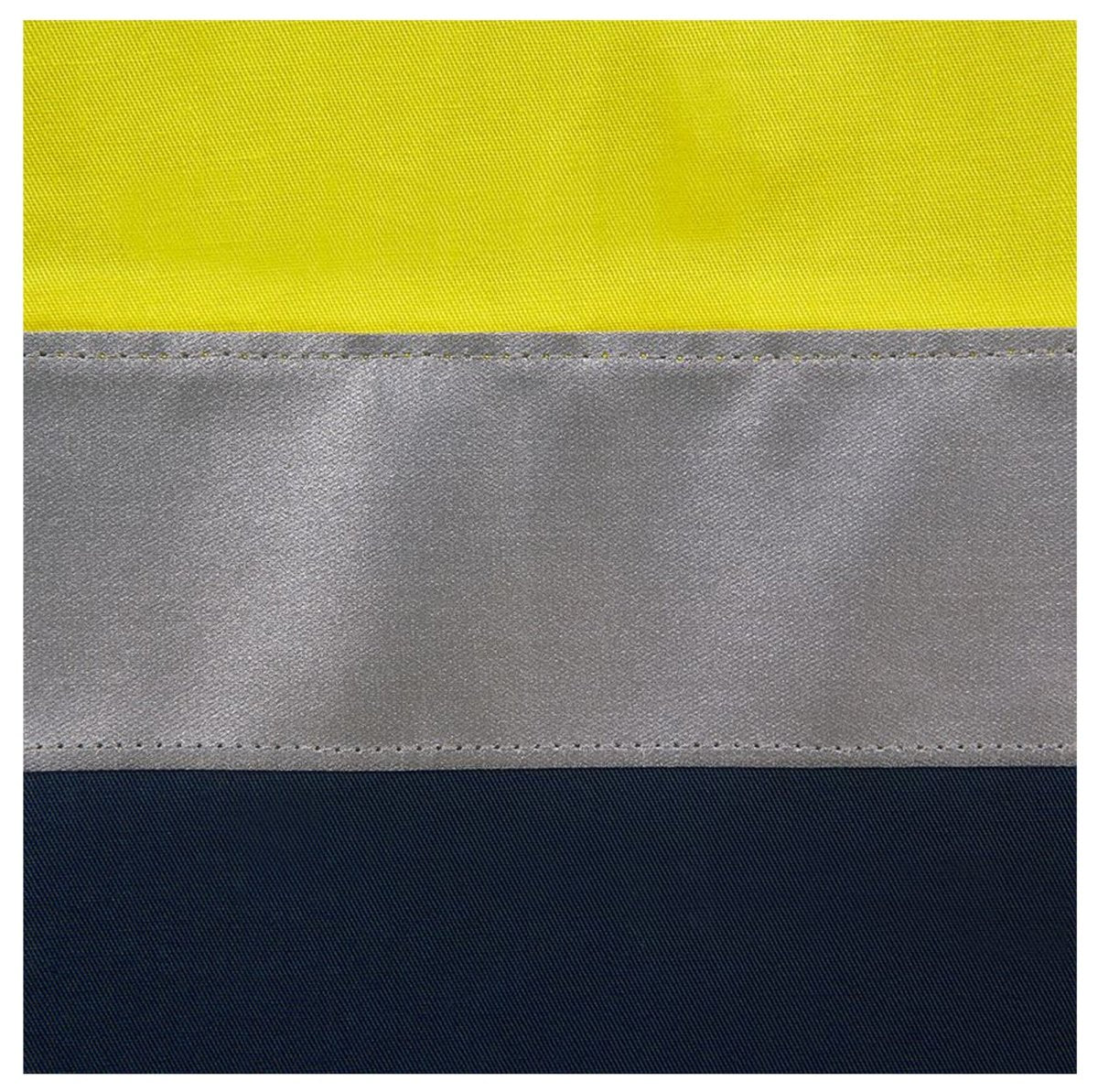 "Hi Vis Work shirt in with reflective tape, Long Sleeve, reflective tape detail close-up – Big Bee Workwear"