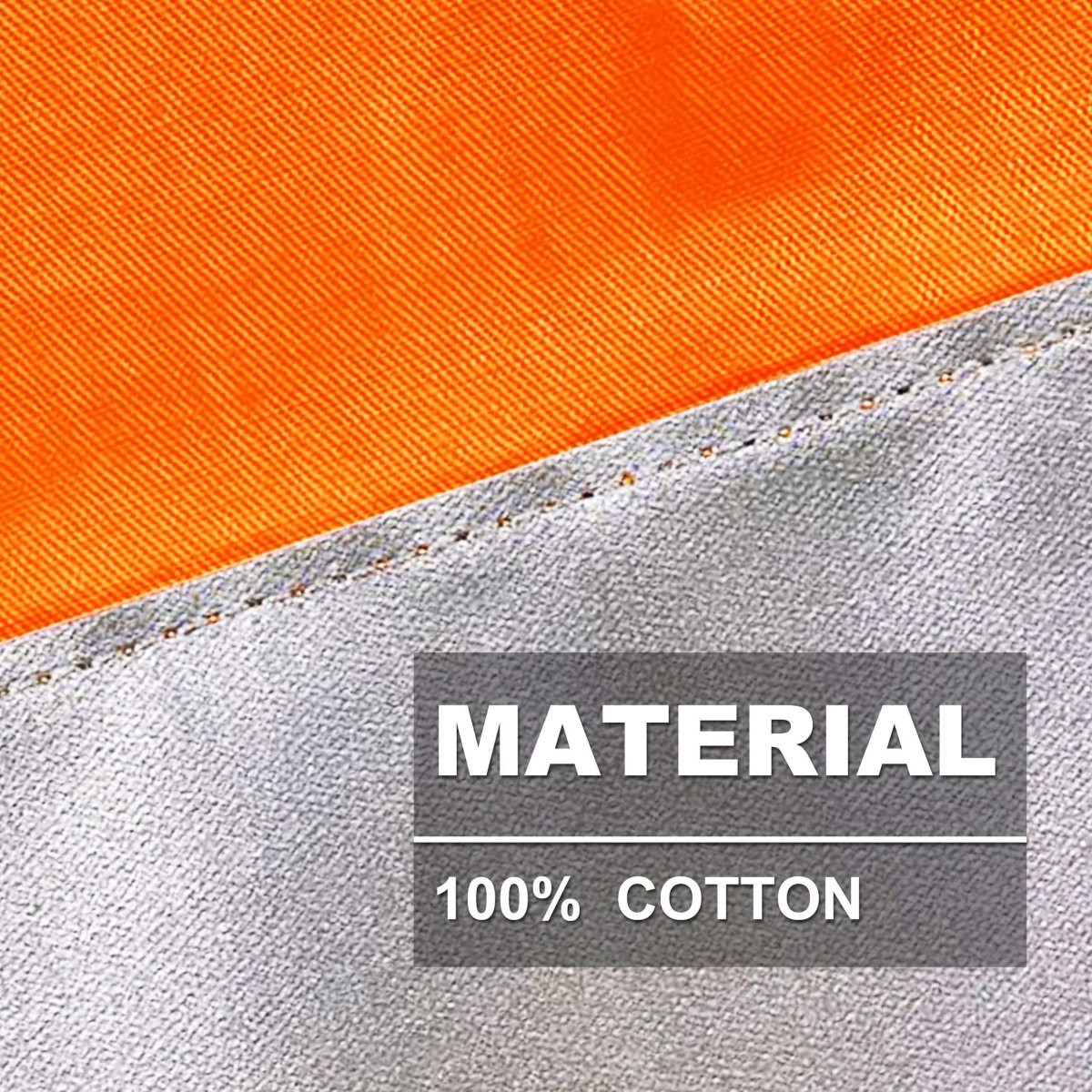 "Cross Back Hi-vis work shirt in Orange with reflective tape, fabric close-up with info – Big Bee Workwear"