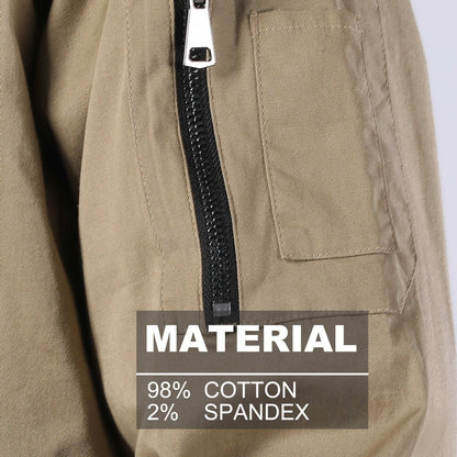 "Men’s Stretch Cotton Work shirt, Long Sleeve, fabric close-up with info – Big Bee Workwear"