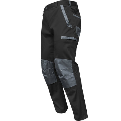 "street work pants in Black with Grey Charcoal, side – Big Bee Workwear"