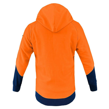"Hi Vis Warm-up Hoodie in orange navy, Fleece, back – Big Bee Workwear"