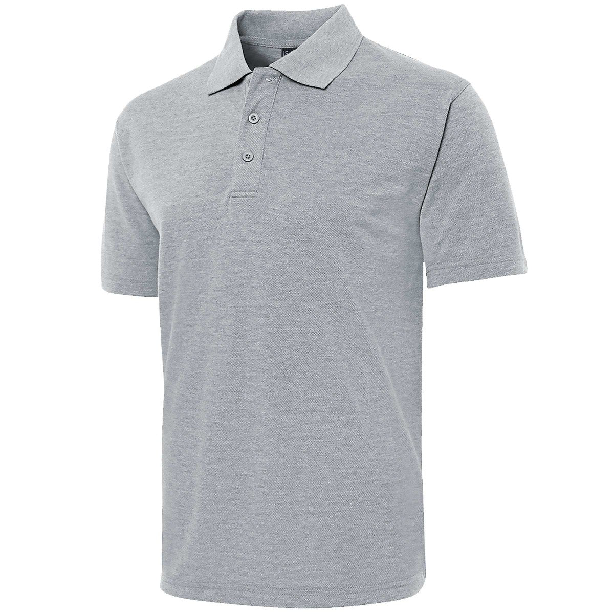 cotton blend polo shirt in grey, front – ISUSI