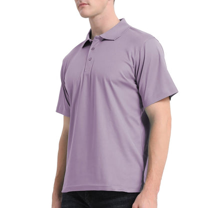"cotton blend polo shirt in fade mulberry, model front – Big Bee Workwear"