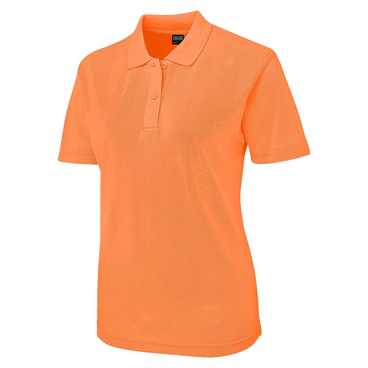 cotton blend polo shirt in orange, front – ISUSI