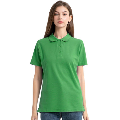 "cotton blend polo shirt in green, model front – Big Bee Workwear"