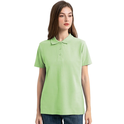 "cotton blend polo shirt in light green, model front – Big Bee Workwear"