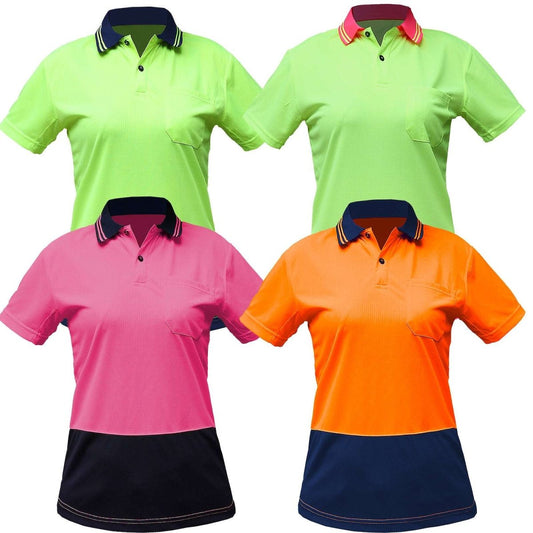 "Ladies’ Hi-Vis Short Sleeve polo shirt, multi-colour options overview – Big Bee Workwear"