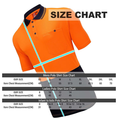 "Hi-Vis Short Sleeve Work polo shirt size chart – Big Bee Workwear"