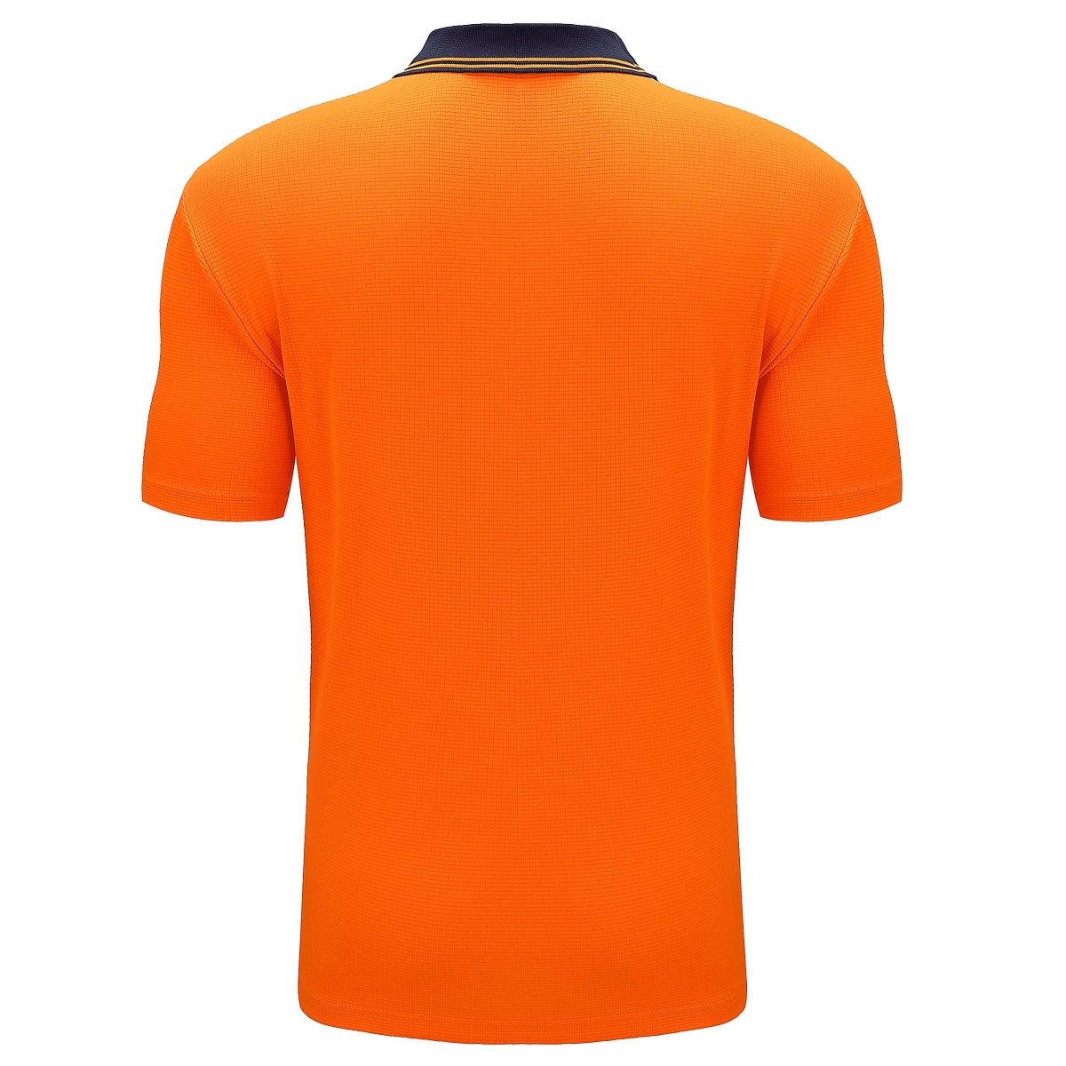 "Hi-Vis Short Sleeve Work polo shirt in orange navy, back – Big Bee Workwear"