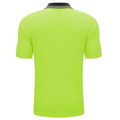 "Hi-Vis Short Sleeve Work polo shirt in yellow navy, back – Big Bee Workwear"