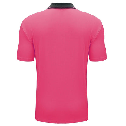 "Hi-Vis Short Sleeve Work polo shirt in pink navy, back – Big Bee Workwear"