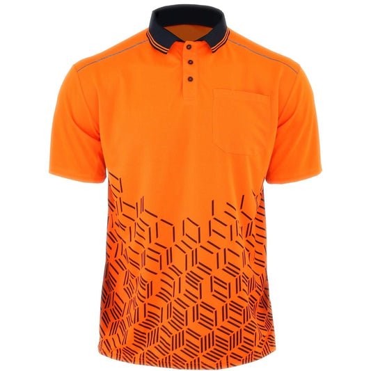 "hivis work polo shirt in orange, front – Big Bee Workwear"
