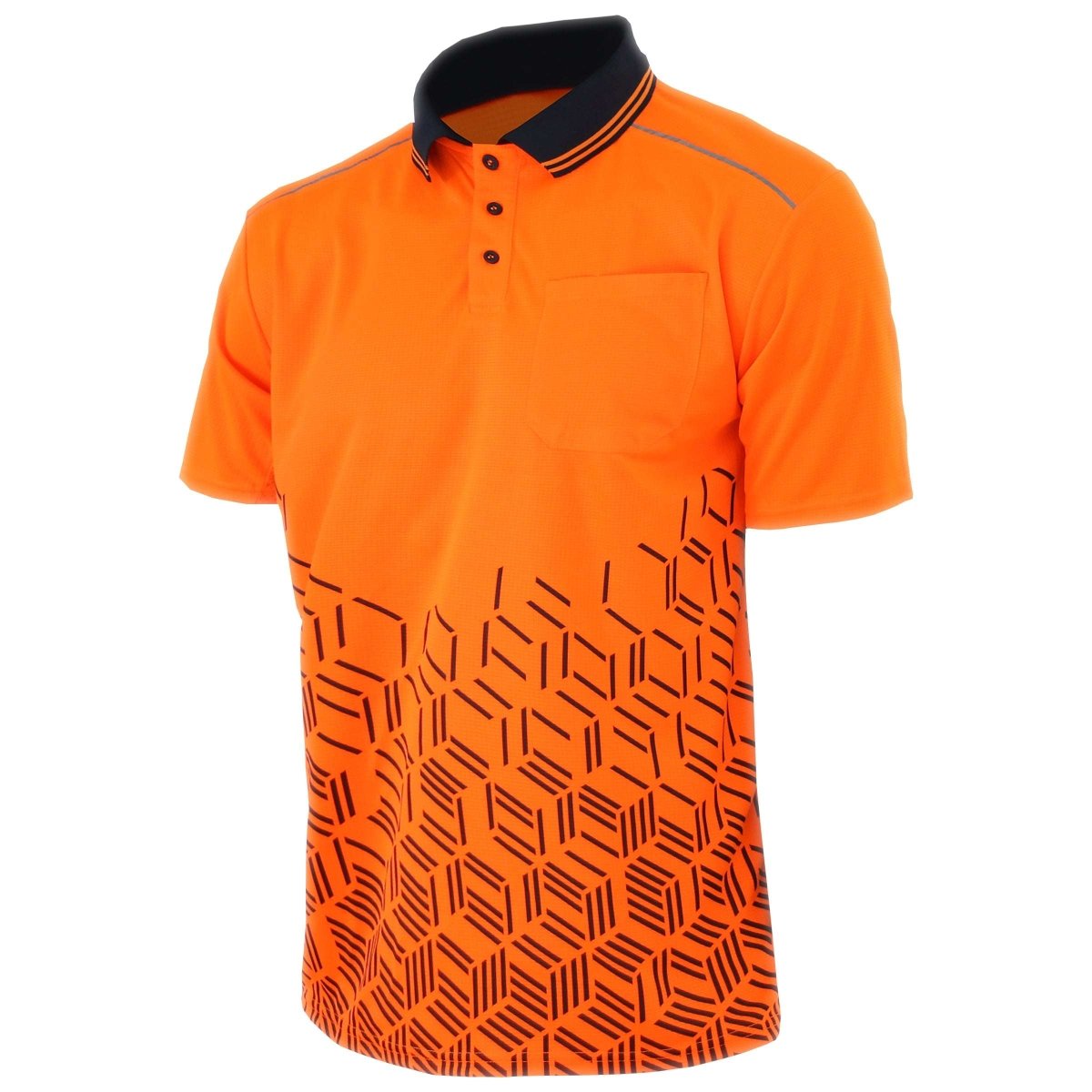 "hivis work polo shirt in orange, side – Big Bee Workwear"
