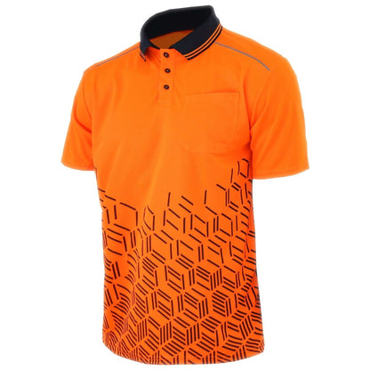 "hivis work polo shirt in orange, side – Big Bee Workwear"