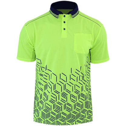 "hivis work polo shirt in yellow, front – Big Bee Workwear"