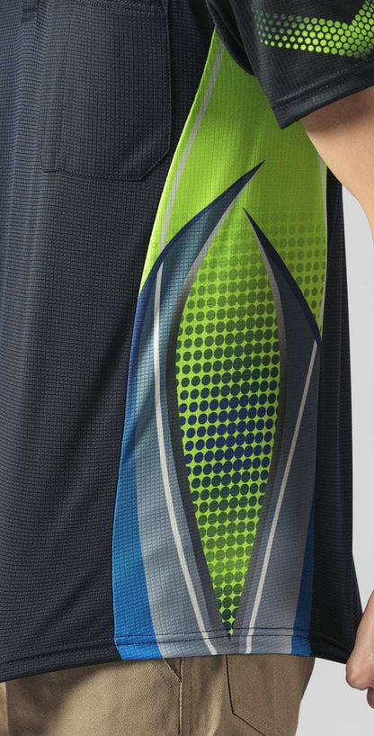 "Men’s TECH polo shirt, Short Sleeve, side detail close-up – Big Bee Workwear"