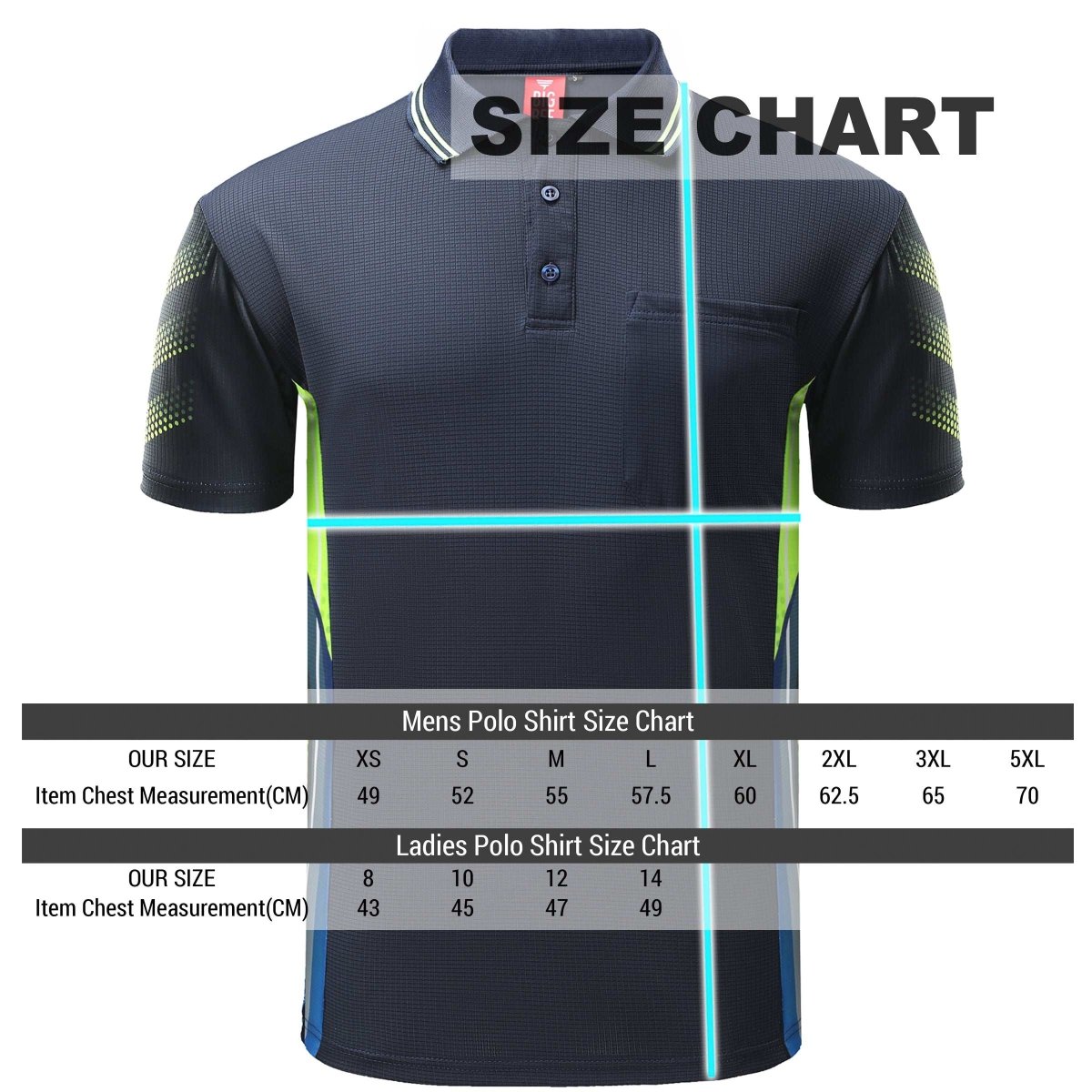 "Men’s TECH polo shirt, Short Sleeve, size chart – Big Bee Workwear"